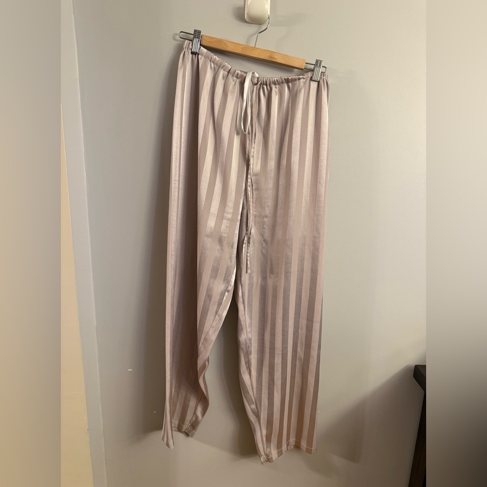 Striped Satin Pants - Cream